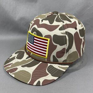 Burlebo Duck Camouflage Snapback Hat Cap American Flag Hunting Outdoor USA Mens